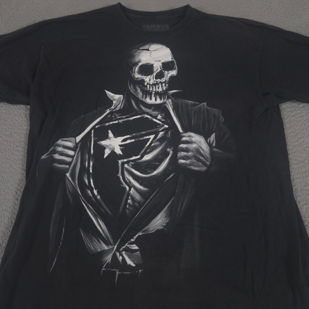 Famous Stars and Straps Shirt Mens XL Black Skeleton Logo Graphic Tee Streetwear